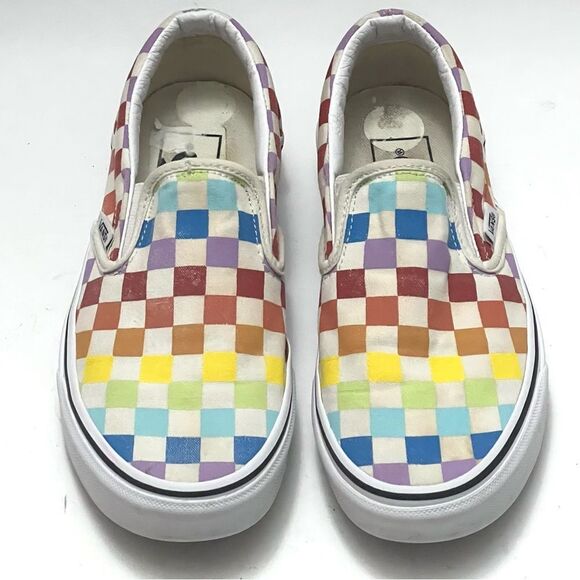 Vans Checkered Shoes Women’s Sz 5 Canvas Colorful Classic Skate Slip-On Casual - Picture 7 of 13